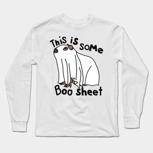 Halloween Capybara This is Some Boo Sheet Long Sleeve T-Shirt